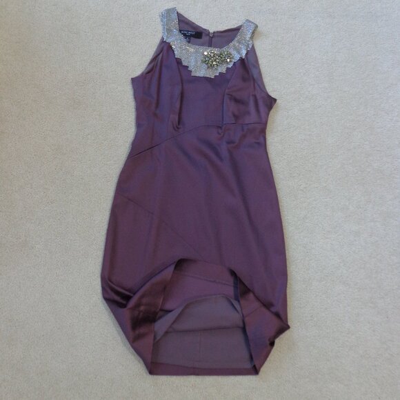 Nine West Women's Purple and Silver Dressy Sheath Full‎ Lined Dress Size 2 - Picture 8 of 11